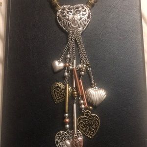 Mixed metal 💜 HEART necklace 24 inch chain 32 inch total